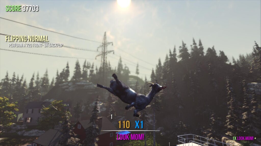 Goat Simulator goat flying over a road