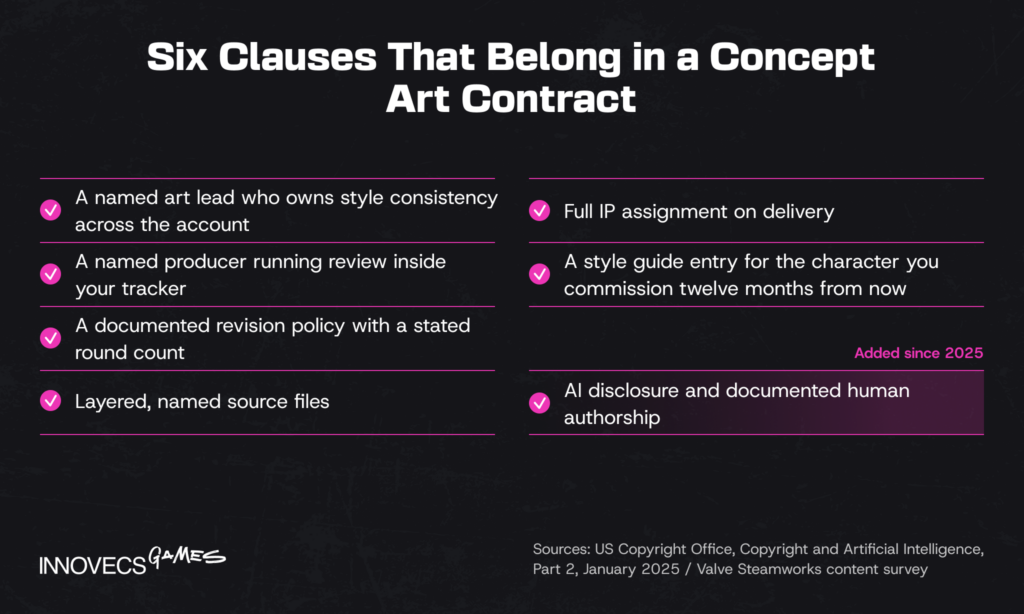Seven clauses to require in a concept art contract