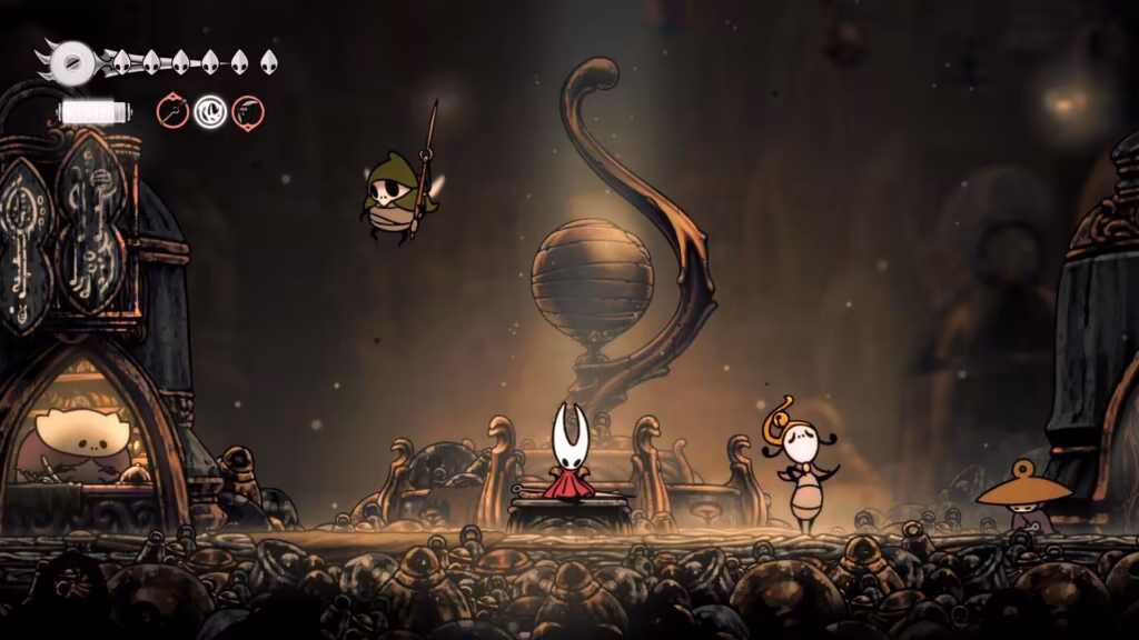 Hollow Knight: Silksong town scene with NPCs