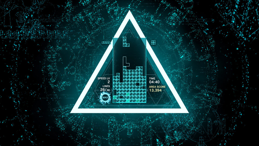 Tetris Effect: Connected board inside a glowing triangle